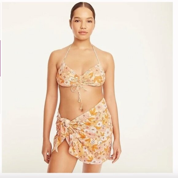 J Crew Zinnea Floral Warp Sarong Skirt Cover-up Beach Swim SM/MED - Picture 2 of 11